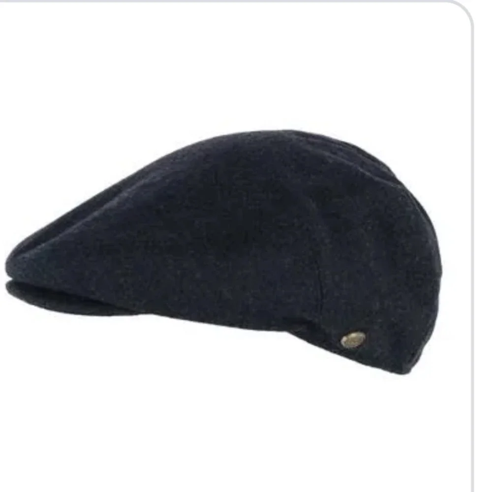 Epoch Hats Company Mens Black 100% Wool Flat Cap Ivy Driving Hat IV1657 L/XL